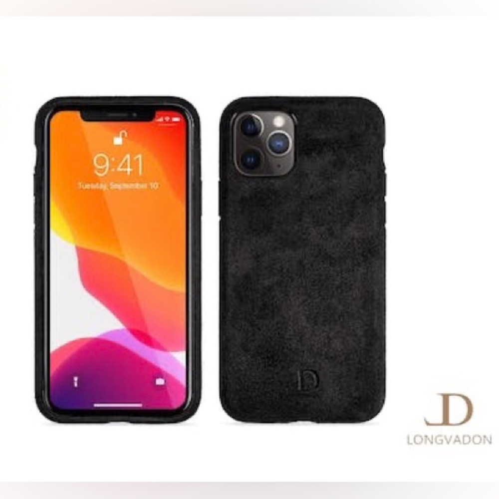 Longvadon Genuine Italian Alcantara iPhone 11 Pro Case - Midnight Black